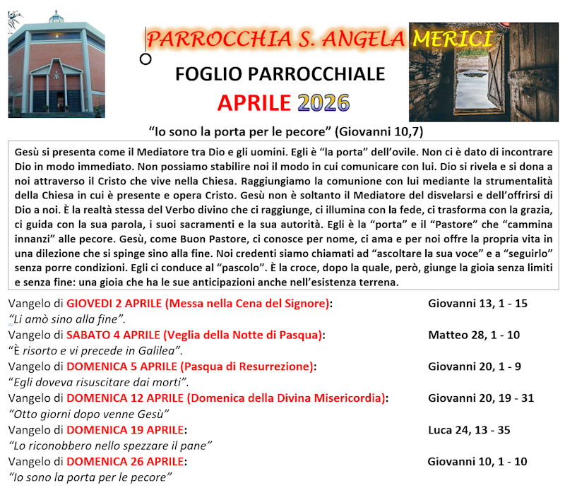 Il Foglio Parrocchiale mensile Il Foglio Parrocchiale mensile